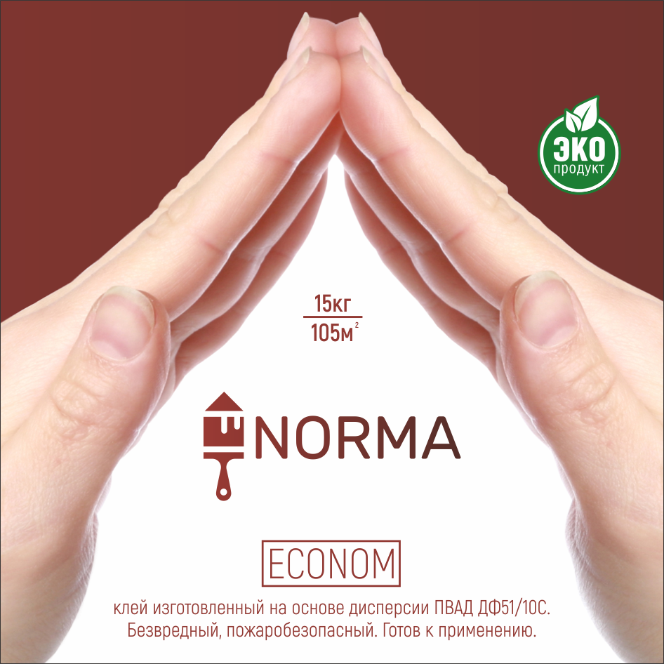 Товарный знак № 74679 «ЭКО продукт 15кг 105м² NORMA ECONOM кле…»