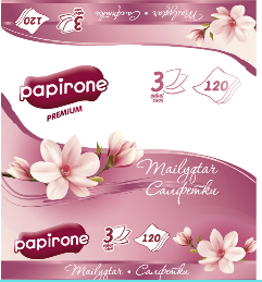 Товарный знак № 77251 «papirone PREMIUM Mailyqtar Салфетки 3 q…»