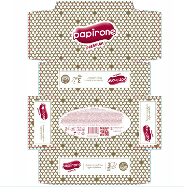 Товарный знак № 77730 «papirone PREMIUM Бумажные салфетки Qağa…»