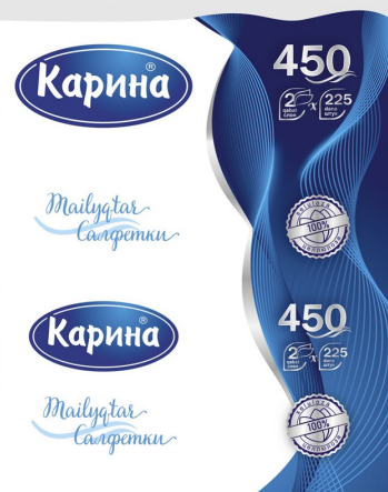 Товарный знак № 85554 «Карина® Mailyqtar Cалфетки 100% целлюло…»