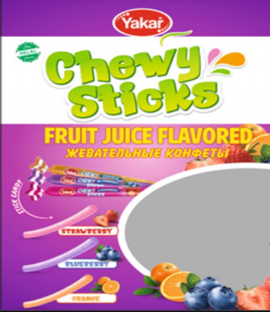 Товарный знак № 97005 «Yakar HELAL Chewy Sticks FRUIT JUICE FL…»