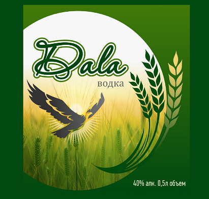 Товарный знак № 99528 «Dala водка 40% алк.0,5 л.объем»